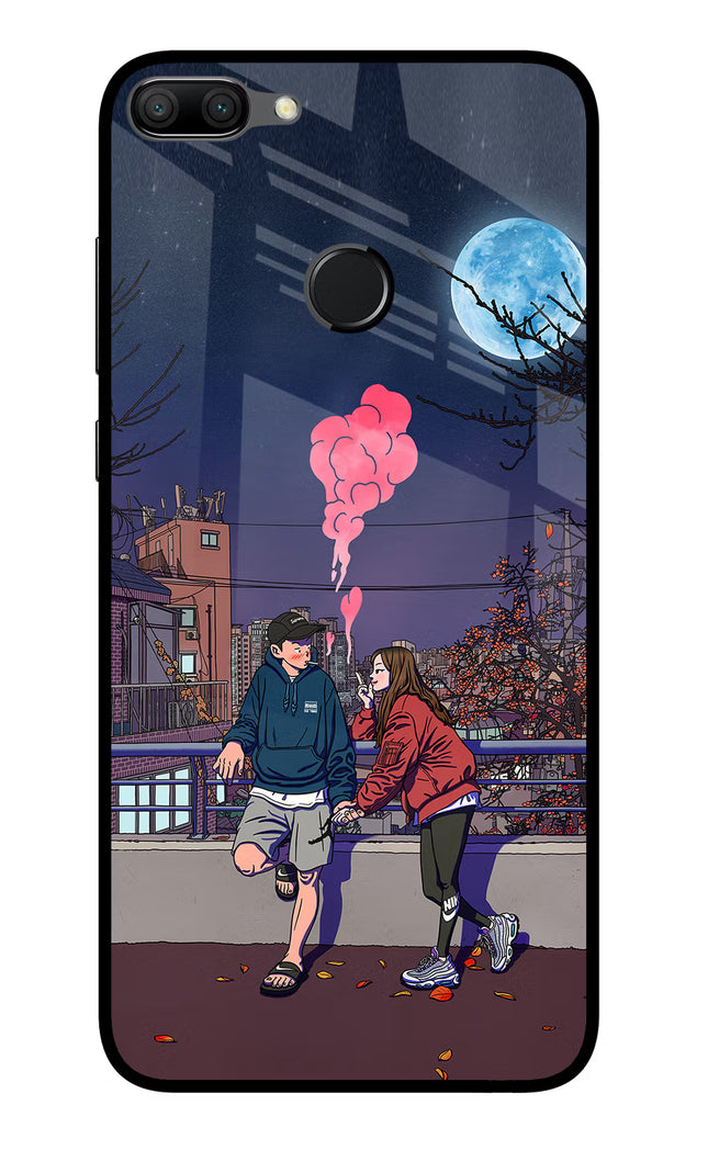 Chilling Couple Honor 9N Glass Case Back Cover by Casekaro
