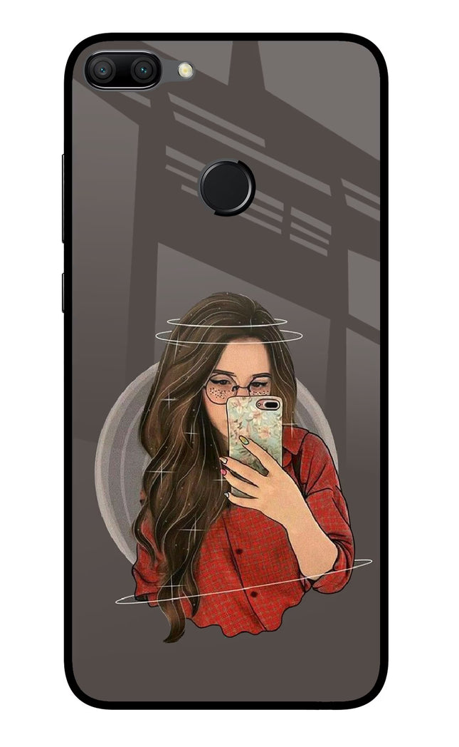 Selfie Queen Honor 9N Glass Case Back Cover by Casekaro