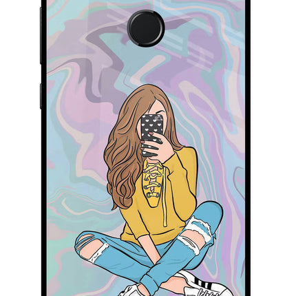 Selfie Girl Honor 9N Glass Case Back Cover by Casekaro