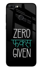 Zero Fucks Given Honor 9N Glass Case Back Cover by Casekaro