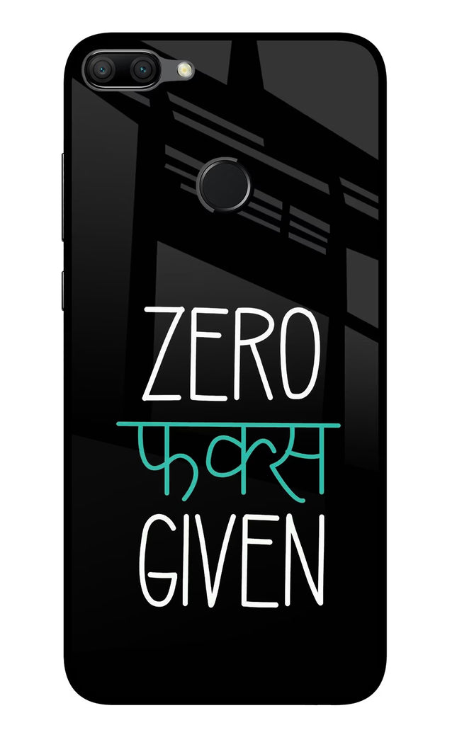 Zero Fucks Given Honor 9N Glass Case Back Cover by Casekaro