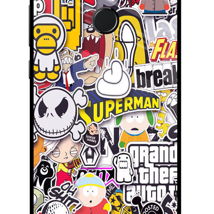 Sticker Bomb Honor 9N Glass Case Back Cover by Casekaro