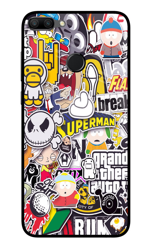 Sticker Bomb Honor 9N Glass Case Back Cover by Casekaro