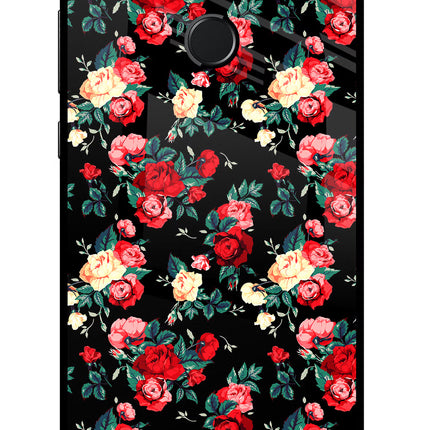 Rose Pattern Honor 9N Glass Case Back Cover by Casekaro