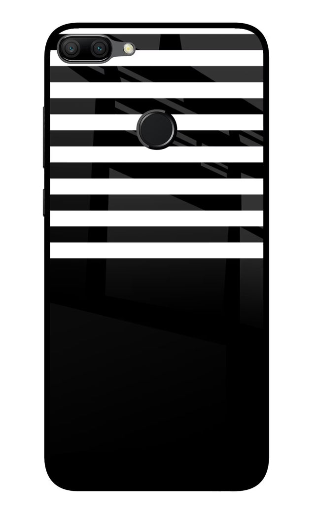 Black and White Print Honor 9N Glass Case Back Cover by Casekaro