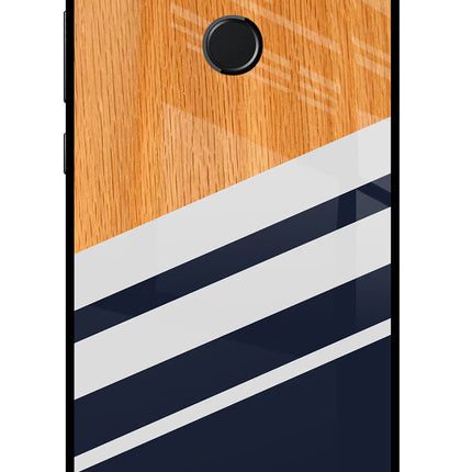 Blue and white wooden Honor 9N Glass Case Back Cover by Casekaro