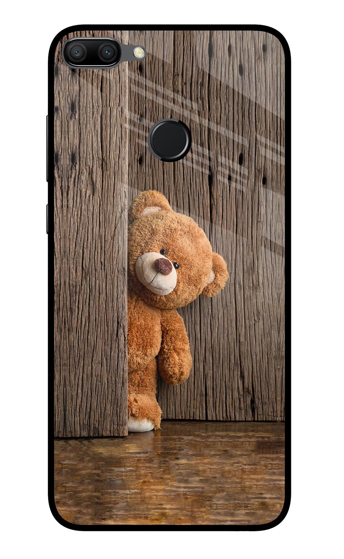 Teddy Wooden Honor 9N Glass Case Back Cover by Casekaro