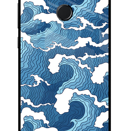 Blue Waves Honor 9N Glass Case Back Cover by Casekaro