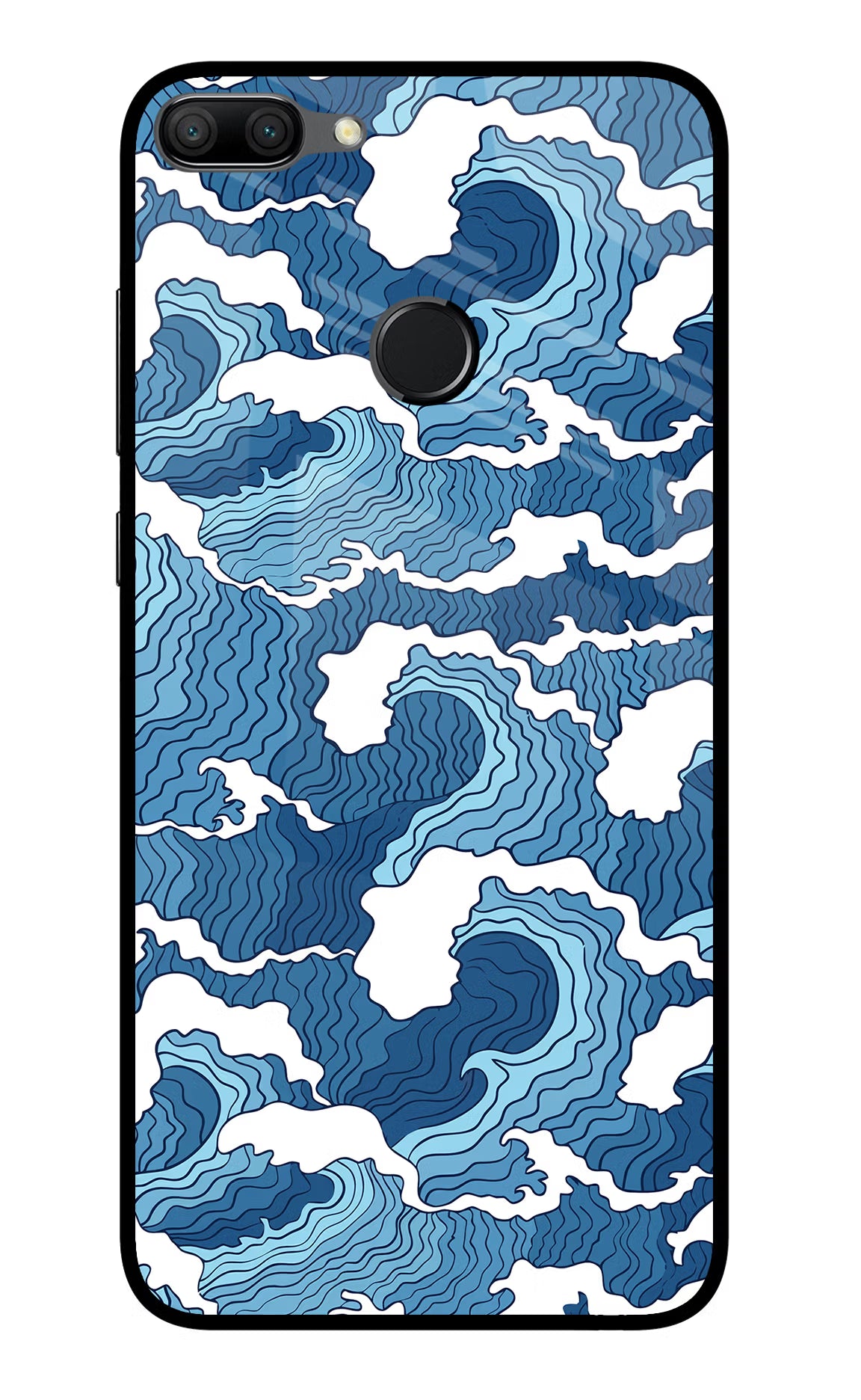 Blue Waves Honor 9N Glass Case Back Cover by Casekaro