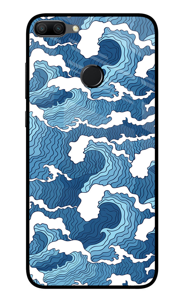 Blue Waves Honor 9N Glass Case Back Cover by Casekaro