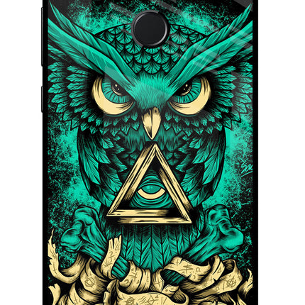Green Owl Honor 9N Glass Case Back Cover by Casekaro