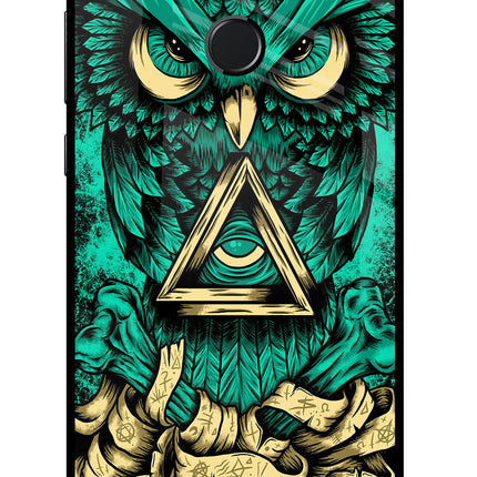 Green Owl Honor 9N Glass Case Back Cover by Casekaro