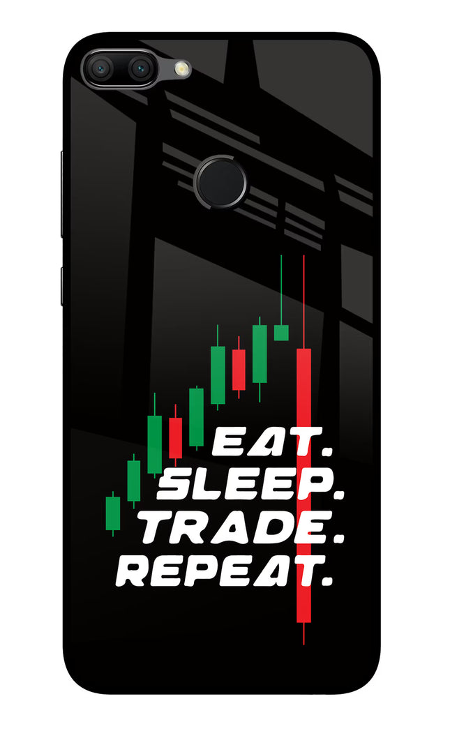 Eat Sleep Trade Repeat Honor 9N Glass Case Back Cover by Casekaro