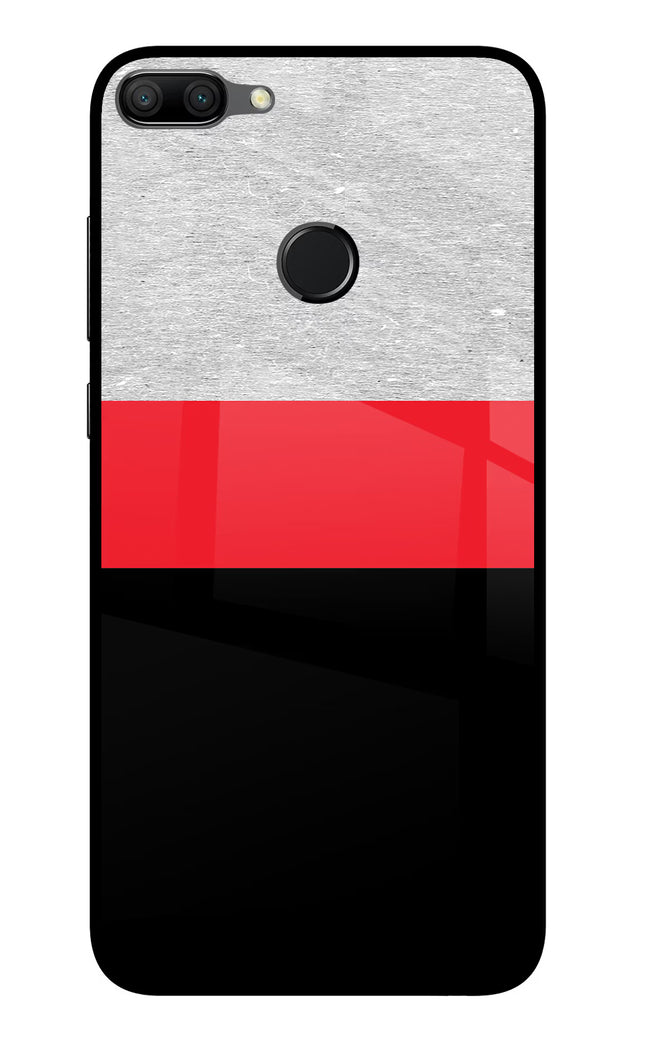 Tri Color Pattern Honor 9N Glass Case Back Cover by Casekaro