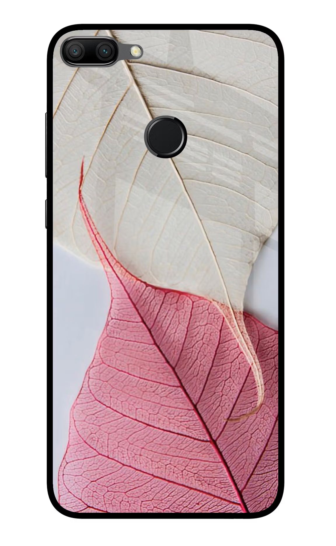 White Pink Leaf Honor 9N Glass Case Back Cover by Casekaro