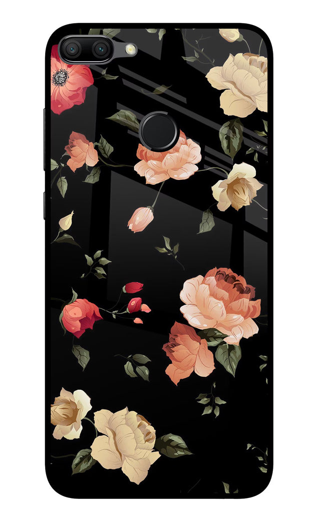 Flowers Honor 9N Glass Case Back Cover by Casekaro