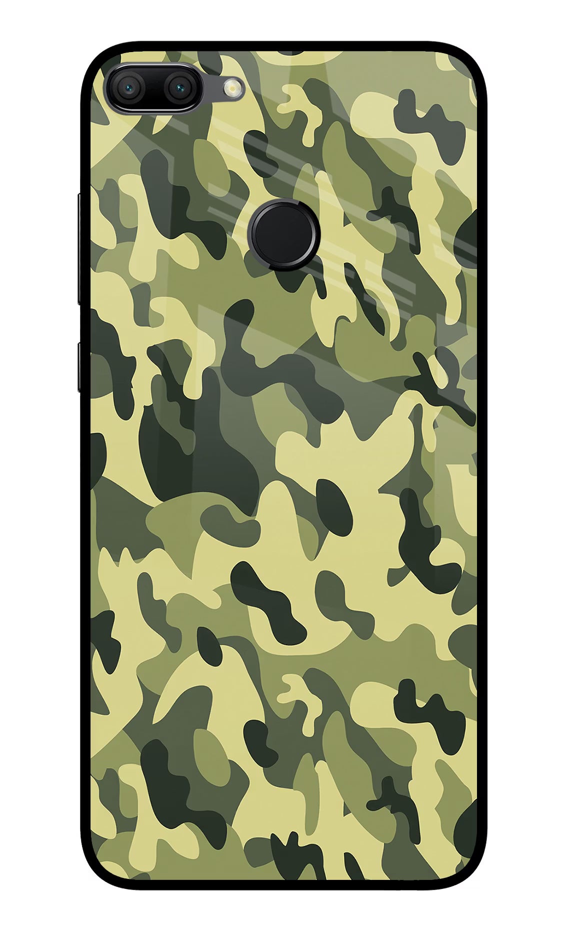 Camouflage Honor 9N Glass Case Back Cover by Casekaro