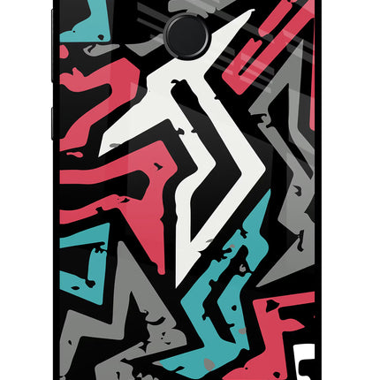 Geometric Graffiti Honor 9N Glass Case Back Cover by Casekaro