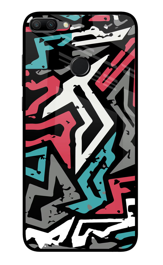 Geometric Graffiti Honor 9N Glass Case Back Cover by Casekaro