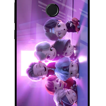 BTS Chibi Honor 9N Glass Case Back Cover by Casekaro