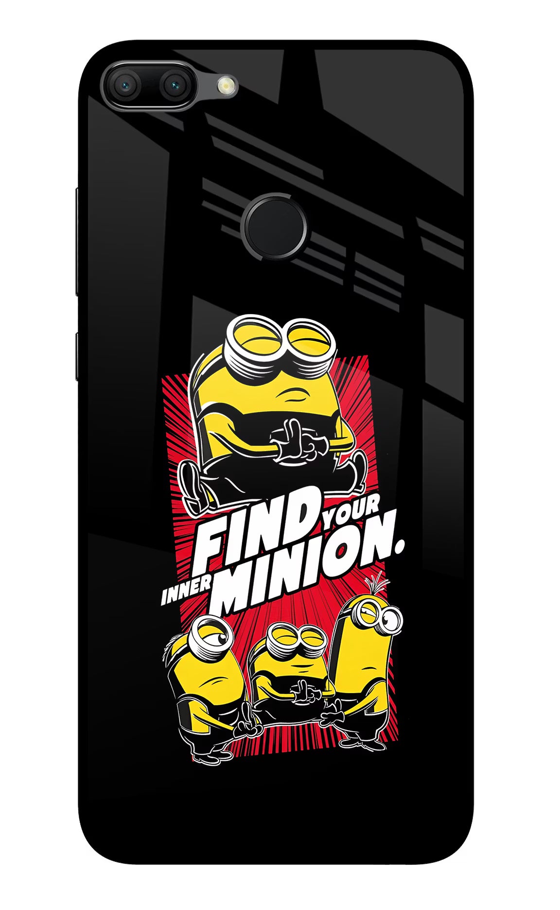 Find your inner Minion Honor 9N Glass Case Back Cover by Casekaro