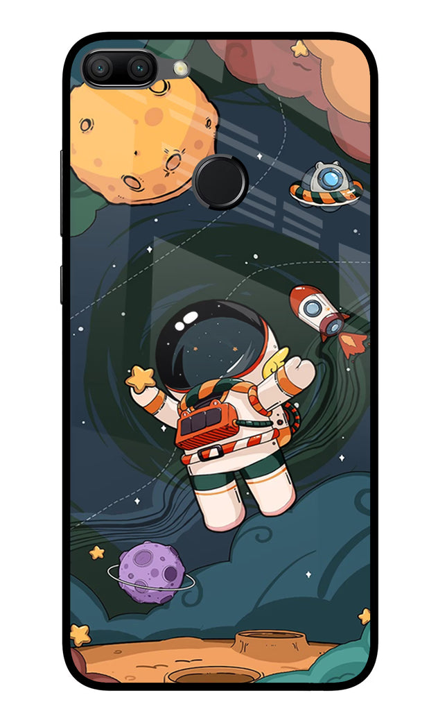 Cartoon Astronaut Honor 9N Glass Case Back Cover by Casekaro
