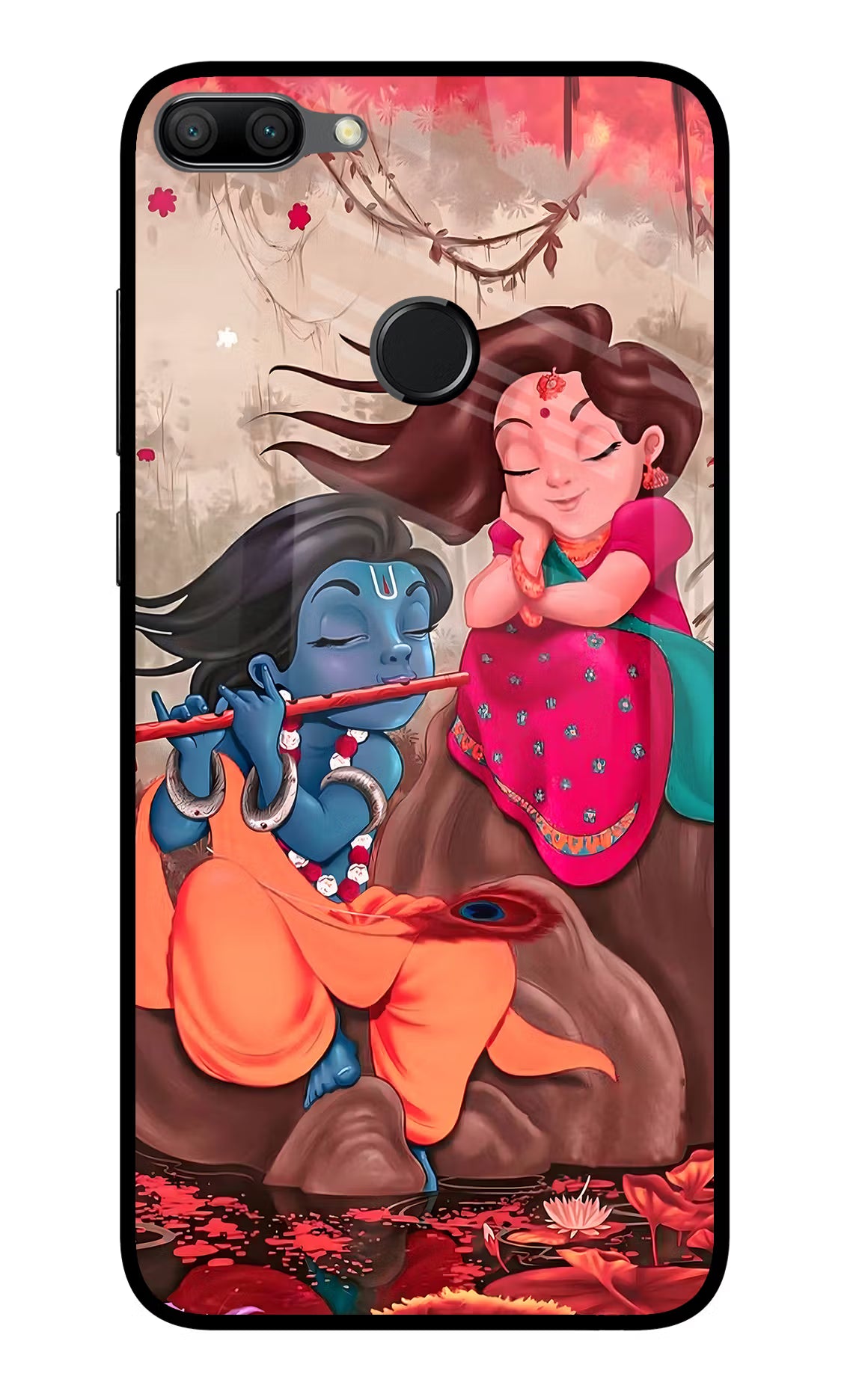 Radhe Krishna Honor 9N Glass Case Back Cover by Casekaro