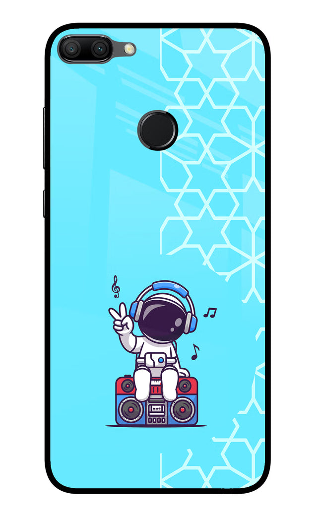 Cute Astronaut Chilling Honor 9N Glass Case Back Cover by Casekaro