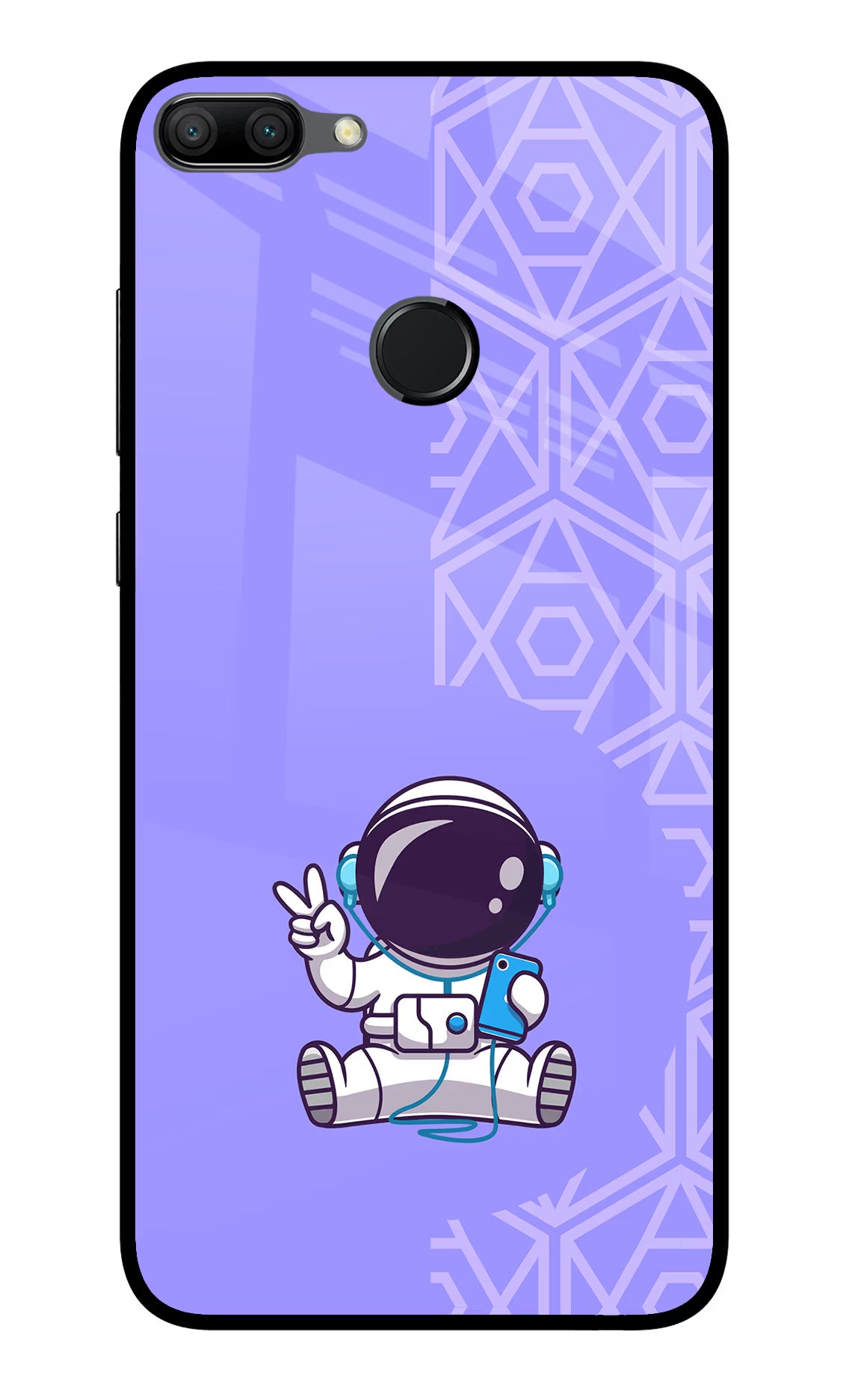 Cute Astronaut Chilling Honor 9N Glass Case Back Cover by Casekaro