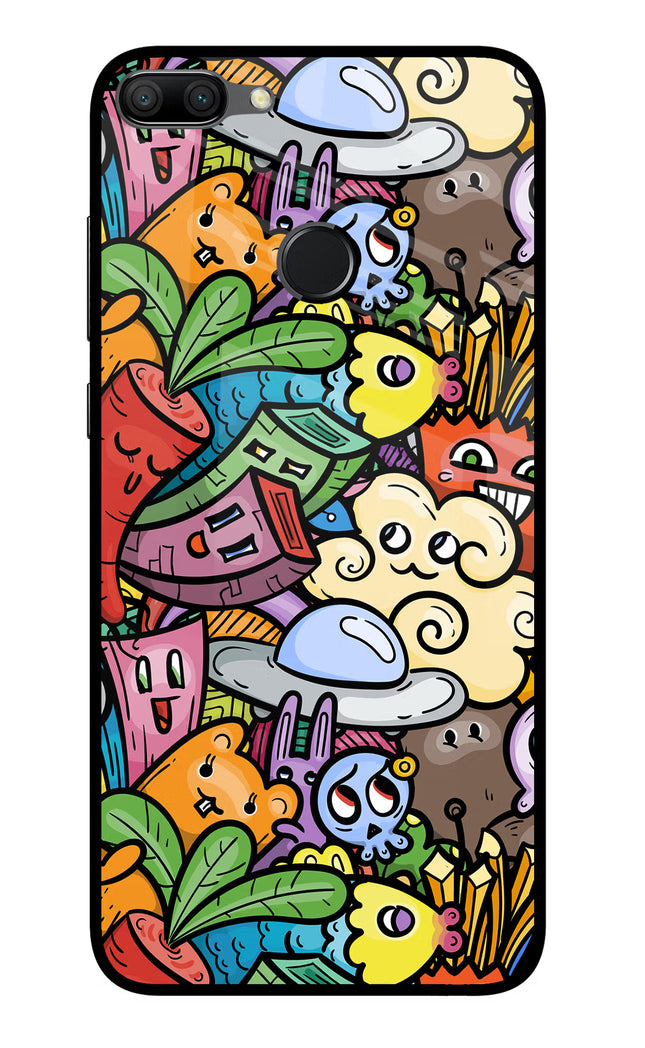 Veggie Doodle Honor 9N Glass Case Back Cover by Casekaro