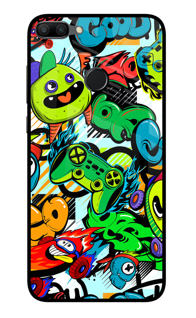 Game Doodle Honor 9N Glass Case Back Cover by Casekaro