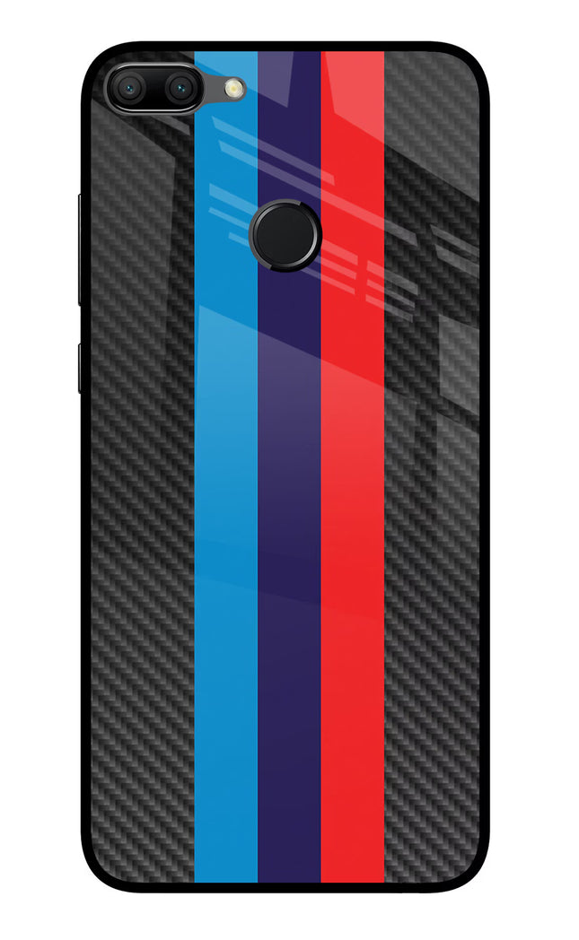 BMW Stripes Pattern Honor 9N Glass Case Back Cover by Casekaro