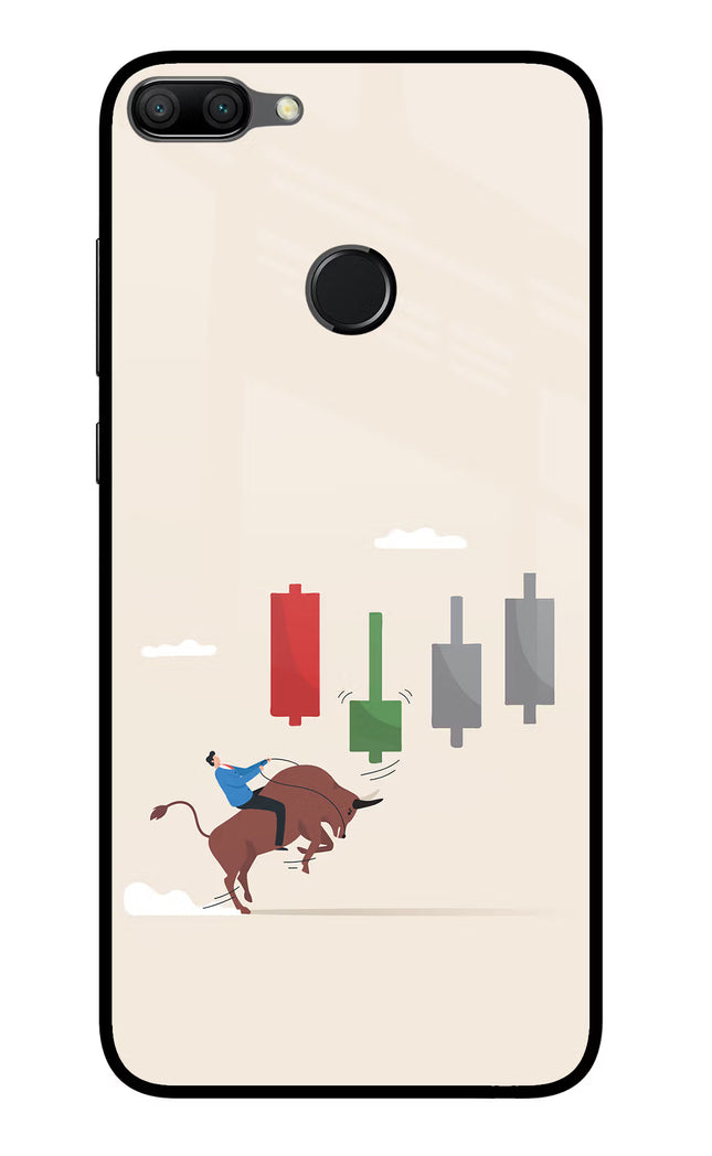 Bull Trading Momentum Honor 9N Glass Case Back Cover by Casekaro