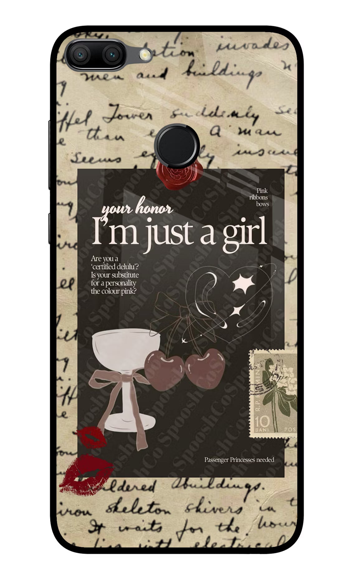 I am just a girl Honor 9N Glass Case Back Cover by Casekaro