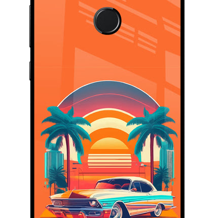Palm Drive 80s Honor 9N Glass Case Back Cover by Casekaro