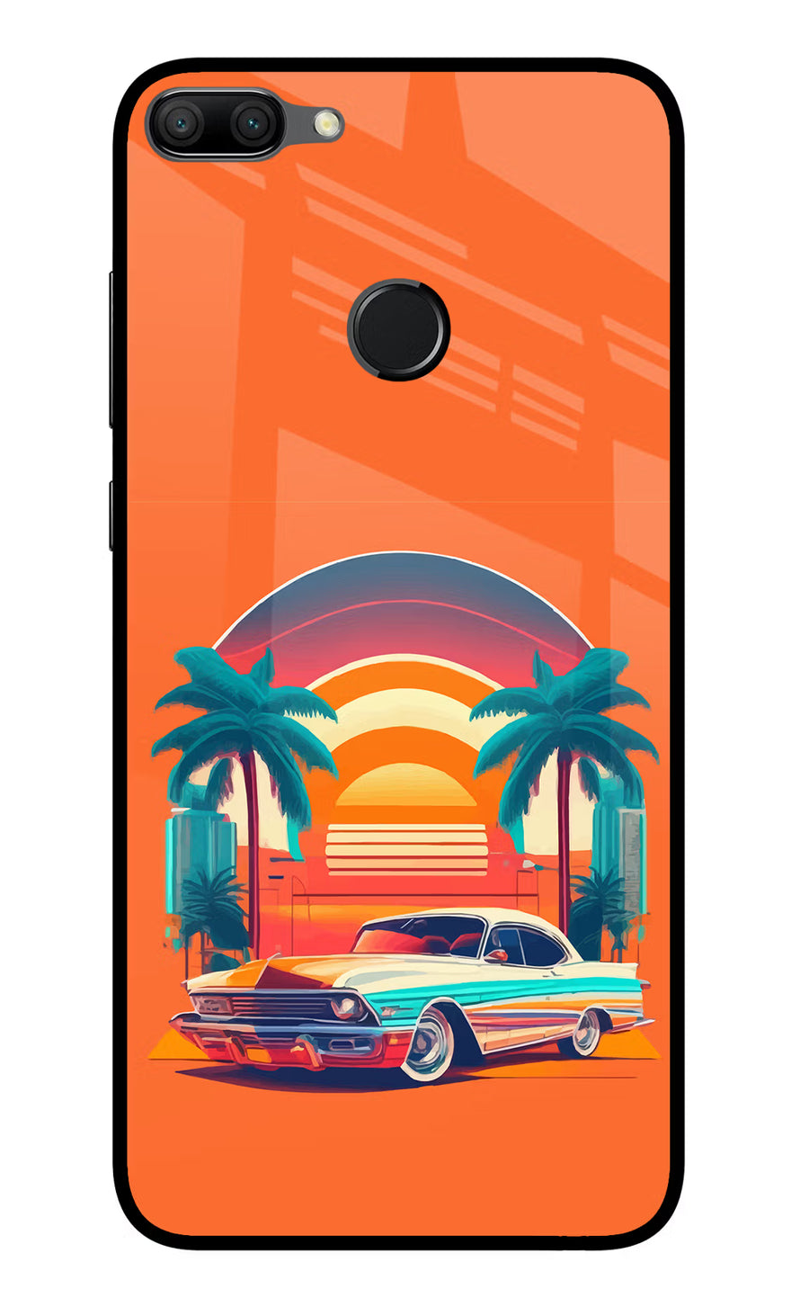 Palm Drive 80s Honor 9N Back Cover, Glass case