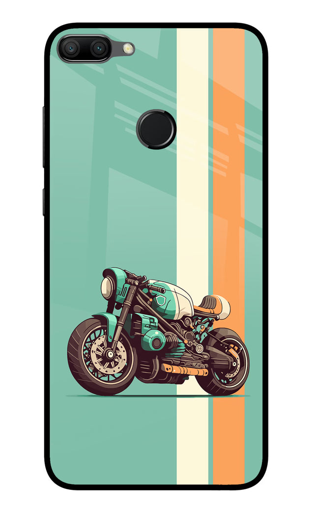 Striped Moto Drift Honor 9N Glass Case Back Cover by Casekaro