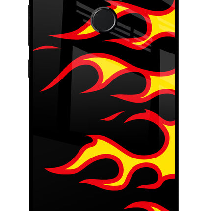 Side Sweep Flames Honor 9N Glass Case Back Cover by Casekaro