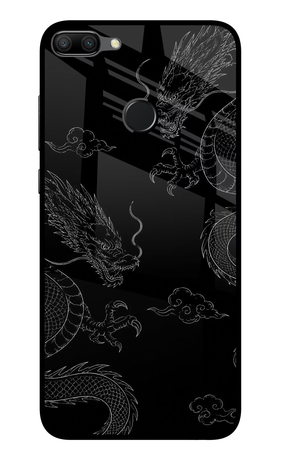 Twin Dragons Honor 9N Glass Case Back Cover by Casekaro