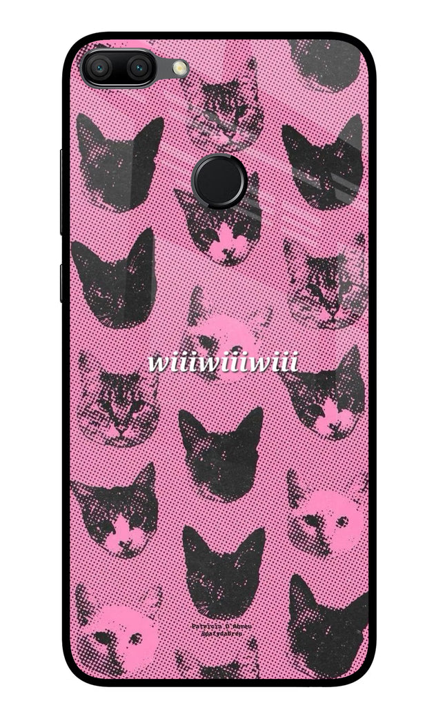 Pink Cats Honor 9N Glass Case Back Cover by Casekaro