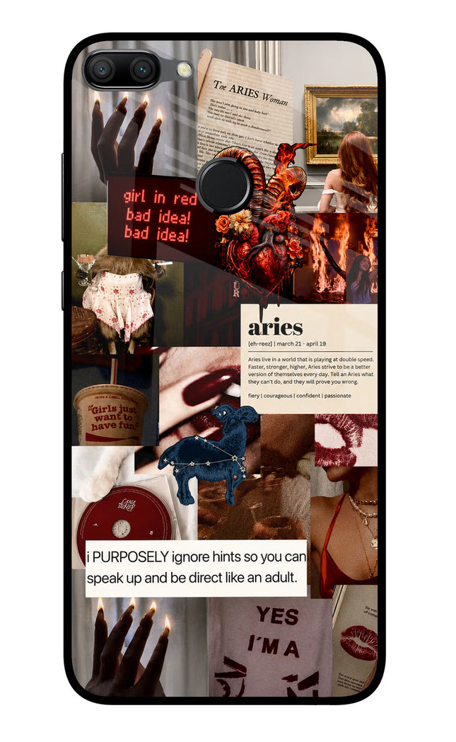 Zodiac Aries Honor 9N Glass Case Back Cover by Casekaro