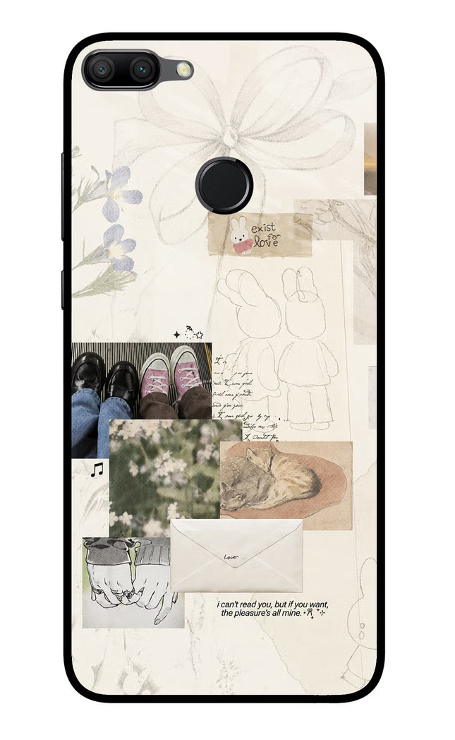 Soft Aesthetic Honor 9N Glass Case Back Cover by Casekaro