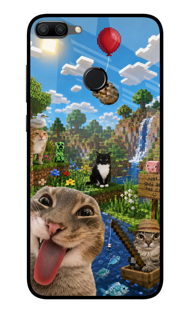 Minecraft Cat Chaos Honor 9N Glass Case Back Cover by Casekaro