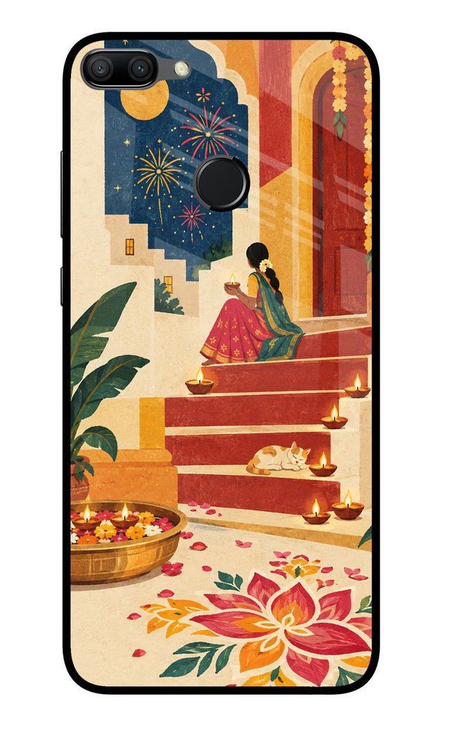Diwali Rangoli Honor 9N Glass Case