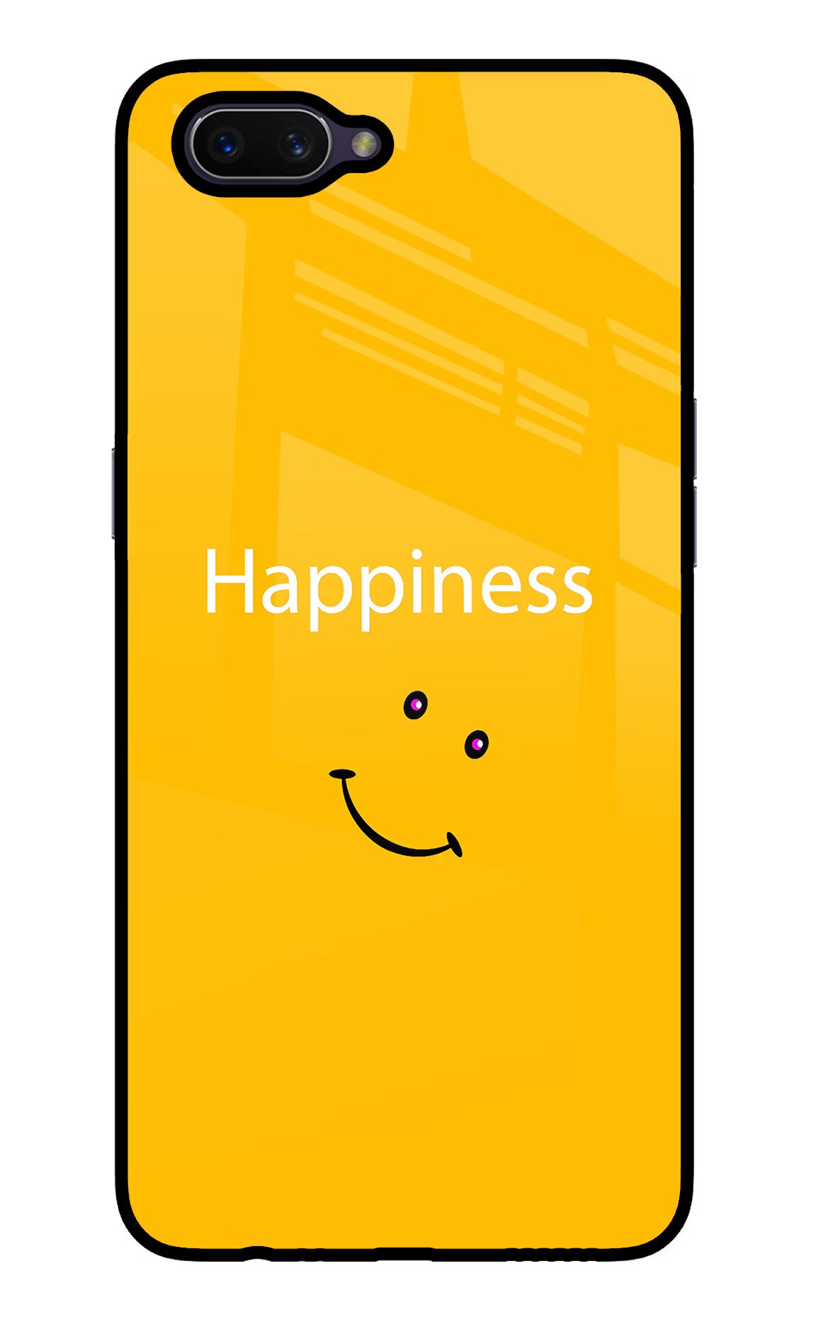 Happiness With Smiley Oppo A3S Glass Case Back Cover by Casekaro