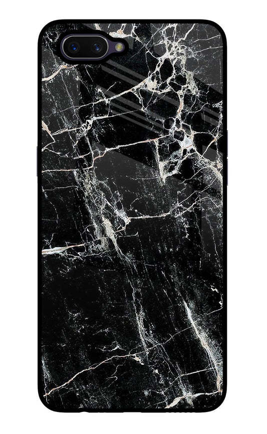 Black Marble Texture Oppo A3S Glass Case