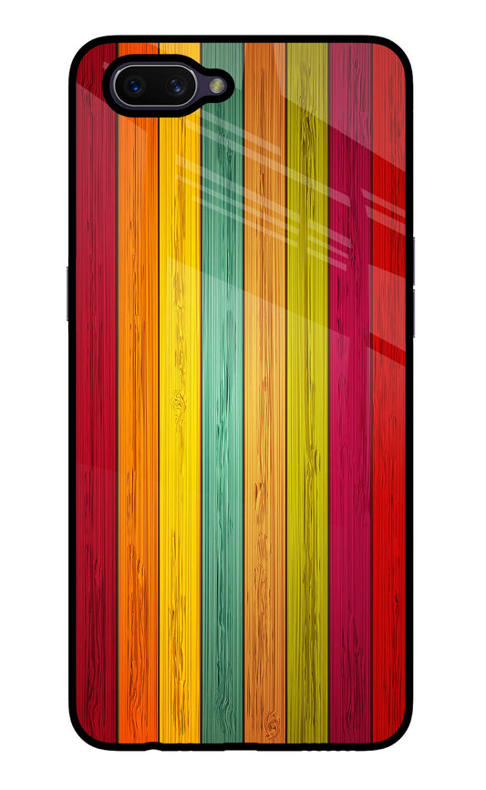 Multicolor Wooden Oppo A3S Glass Case