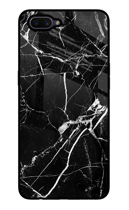 Black Marble Pattern Oppo A3S Glass Case