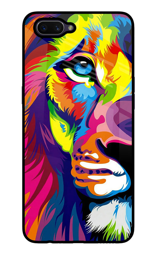 Lion Half Face Oppo A3S Glass Case
