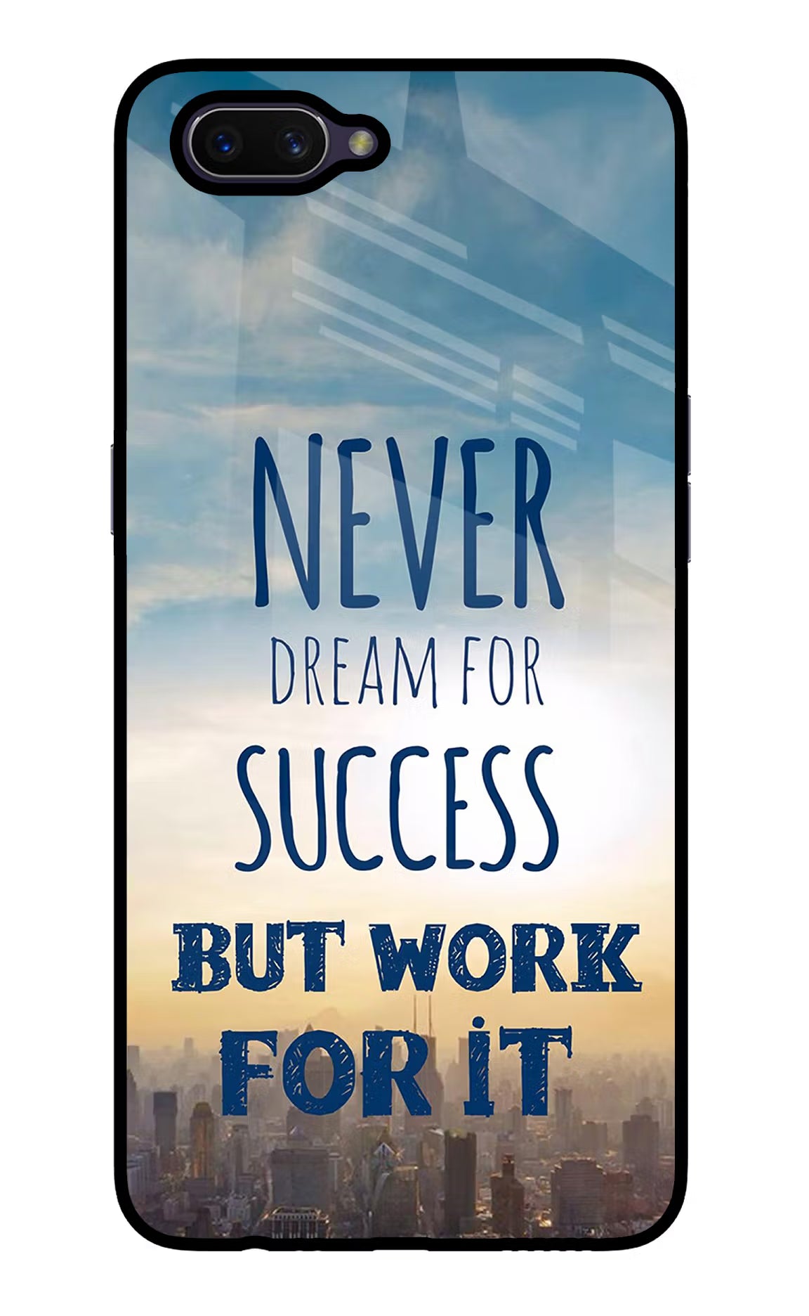 Never Dream For Success But Work For It Oppo A3S Glass Case Back Cover by Casekaro